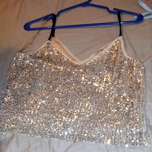 Strapless Size M silver sequined GB top - Picture 1 of 3